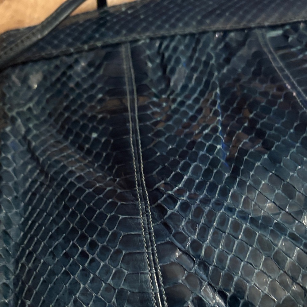Vintage Navy Python Shoulder Bag - Classic Women'… - image 13